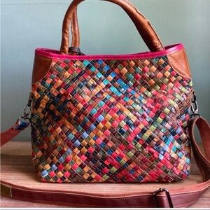 Spring Step L'Artiste multicolored woven leather handbag purse